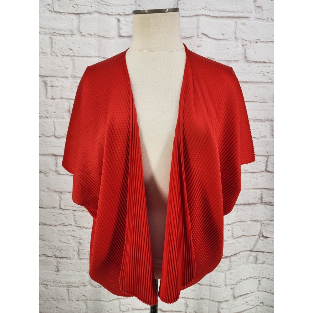Vintage Frederick's of Hollywood Shrug Top Accordion Pleat Red Glam Size Large